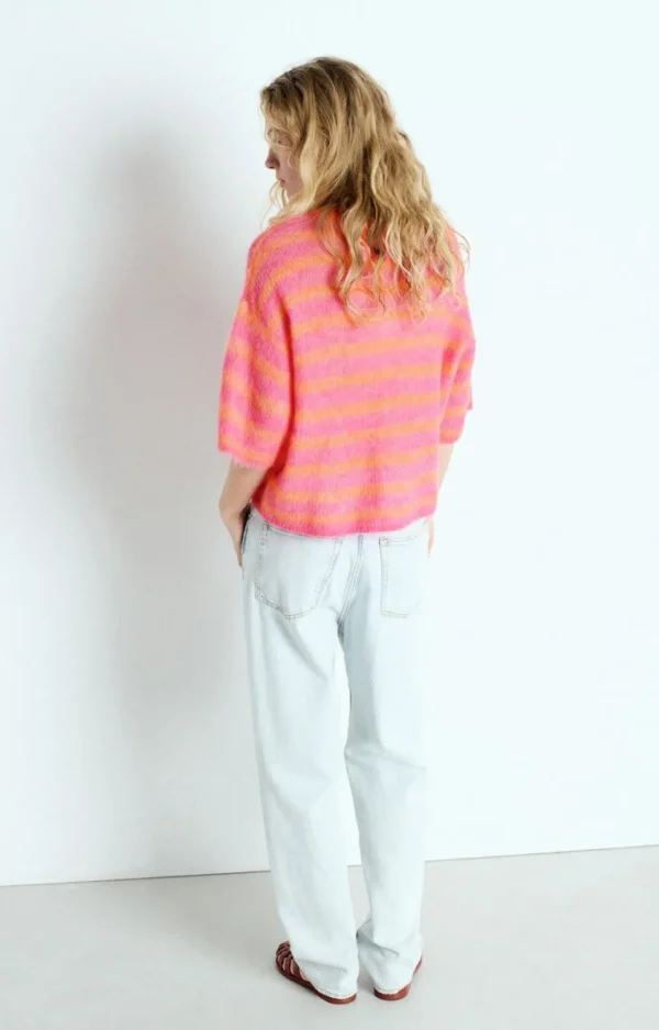 American Vintage Jumper Nenybay  Fluo Orange Stribed Hibiscus