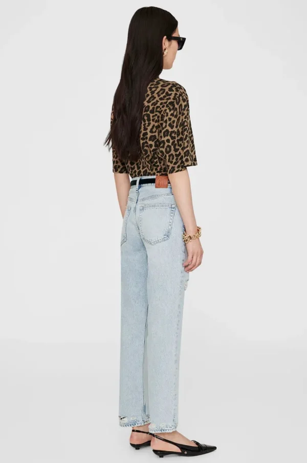 Anine Bing Avi Tee Black and Brown Leopard