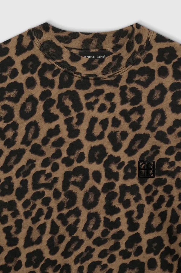 Anine Bing Avi Tee Black and Brown Leopard
