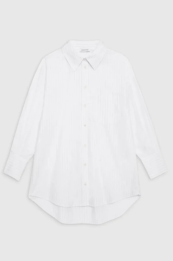 Anine Bing Mika Shirt White and Black Stripe