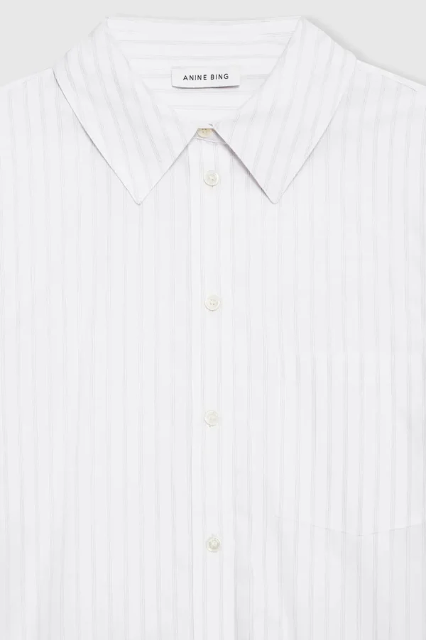 Anine Bing Mika Shirt White and Black Stripe