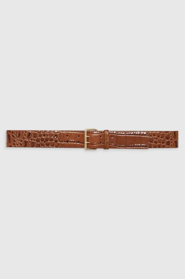 Anine Bing Mila Belt Embossed Brown