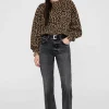 Anine Bing Miles Sweatshirt Black and Brown Leopard