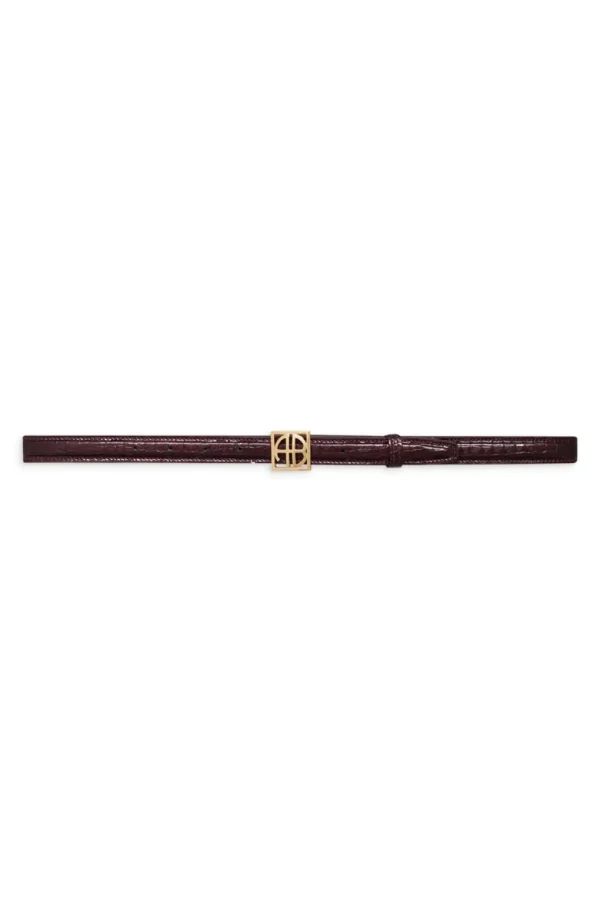 Anine Bing Minogram Belt Burgundy lak