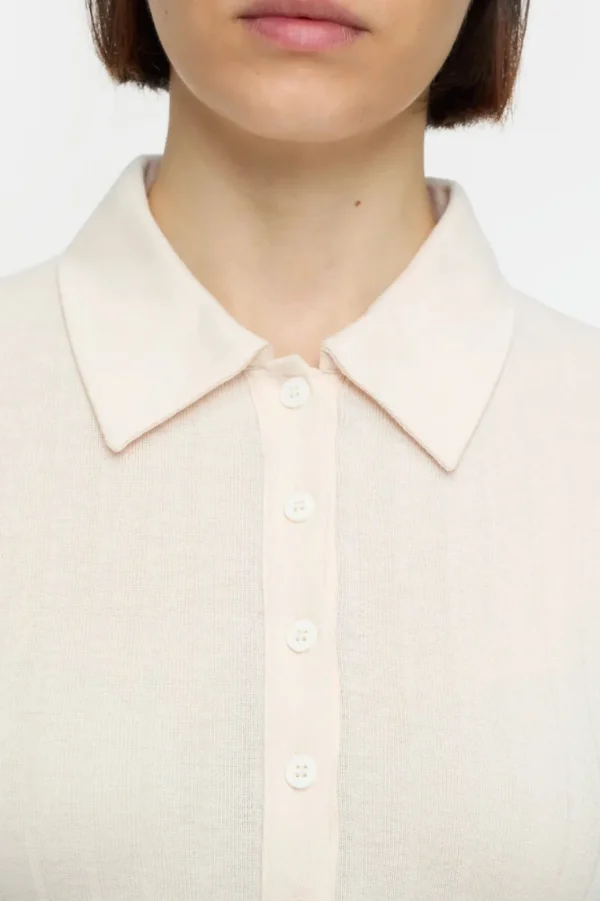 CLOSED COTTON BLEND POLO SHIRT DUSTY ROSE