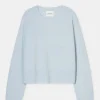 Closed Crew Neck Wide Sleeve Light Blue Sky