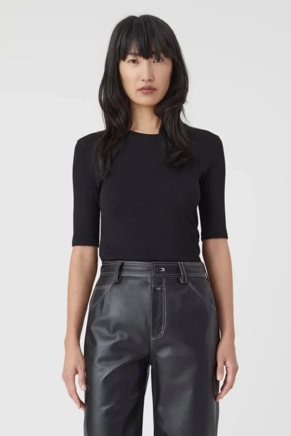 Closed Crewneck Shortsleeve Cotton and Modal T-shirt Black