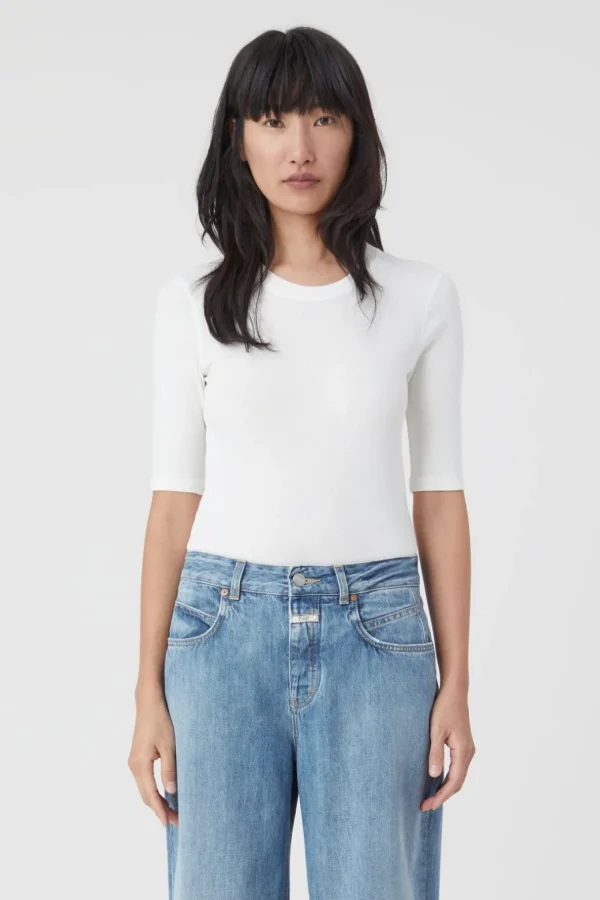 Closed Crewneck Shortsleeve Cotton and Modal T-shirt Ivory