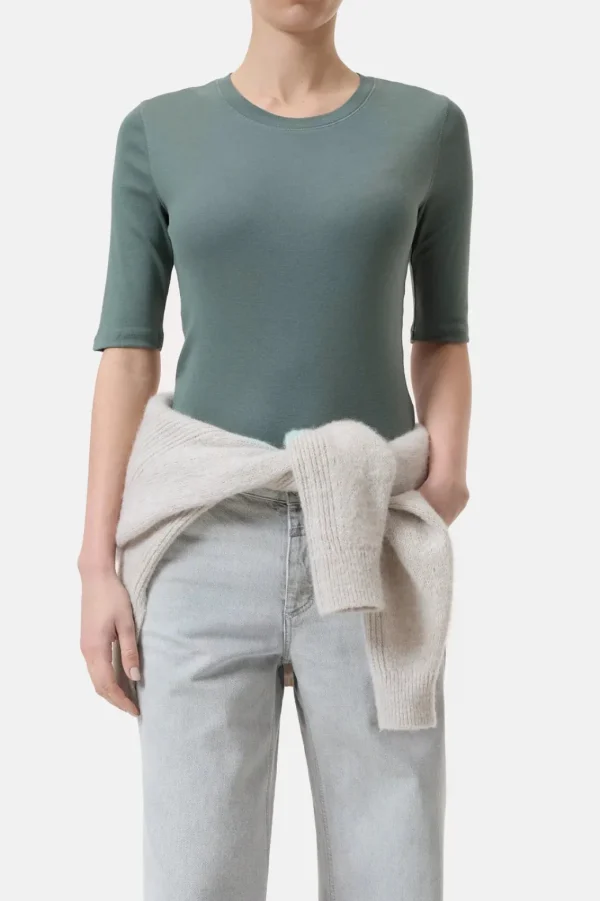 CLOSED CREWNECK SHORTSLEEVE COTTON ANS MODAL T-SHIRT FADED GREEN