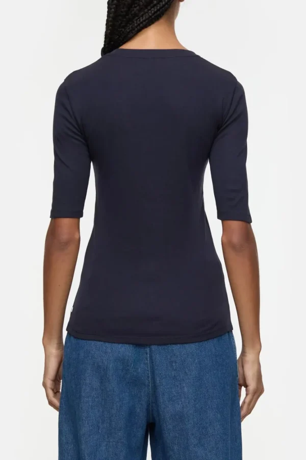 Closed Crewneck Shotsleeve Cotton and Modal T-shirt Navy