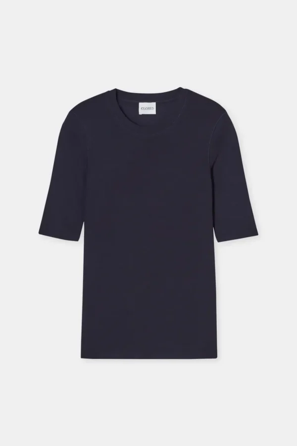 Closed Crewneck Shotsleeve Cotton and Modal T-shirt Navy