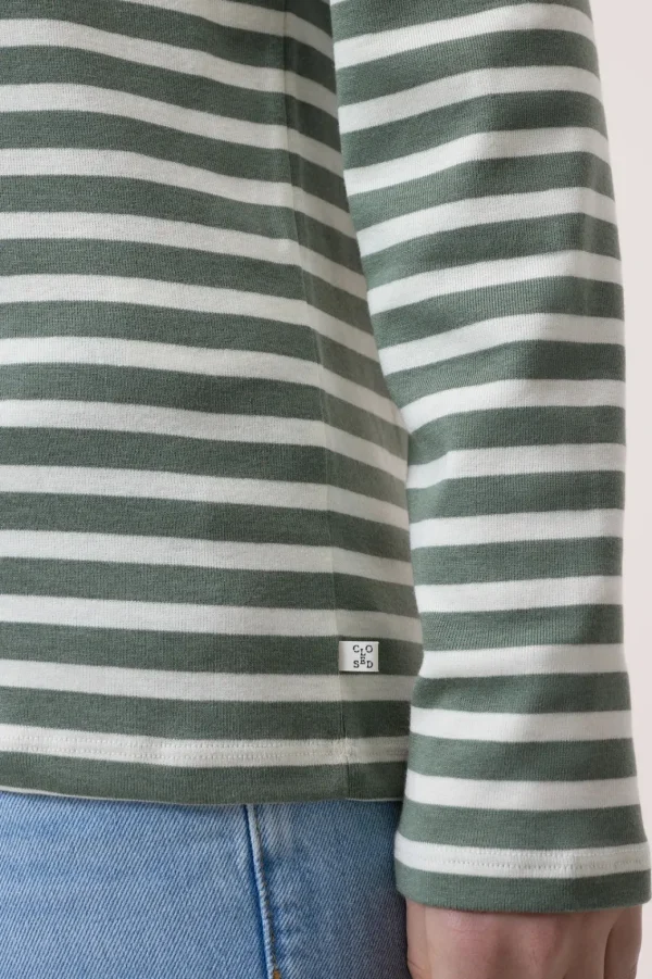 Closed  Long-Sleeved T-Shirt Stripes Faded Green