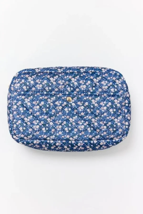 Fan Palm Beauty Bag Large Blue Blossom Velvet