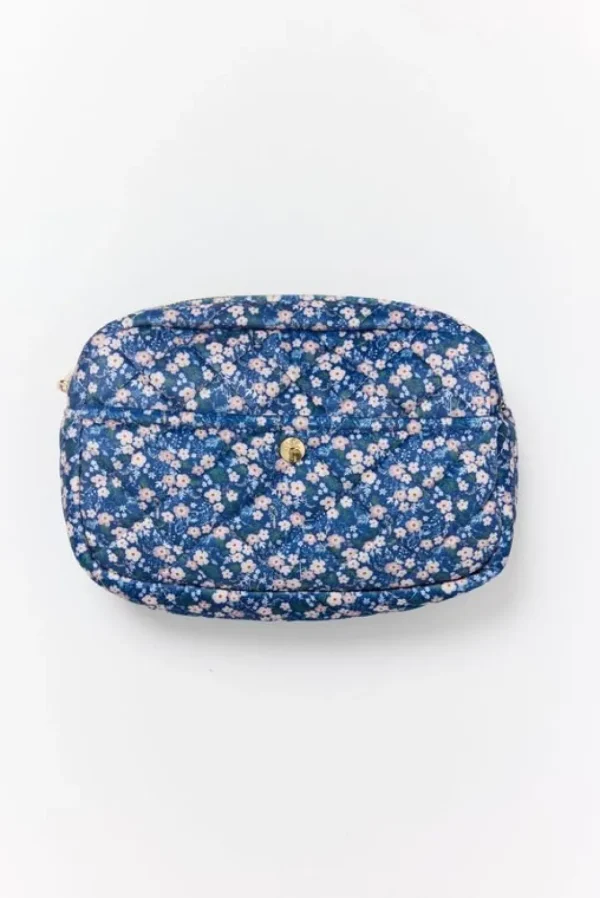 Fan Palm Beauty Bag Medium Blue Blossom Velvet