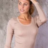 Fraly uld/silke langærmet top nude