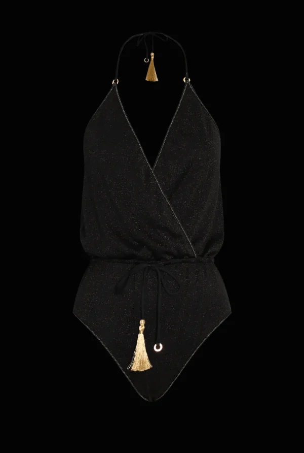 Hanne Bloch Black Glitter V-Swimsuit