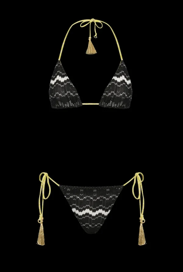 Hanne Bloch Black White Knit - Reversible Triangle Bikini
