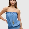 HANNE BLOCH BLUE BANDEAU SILK SWIMSUIT