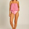 HANNE BLOCH BUBBLEGUM BANDEAU SILK SWIMSUIT