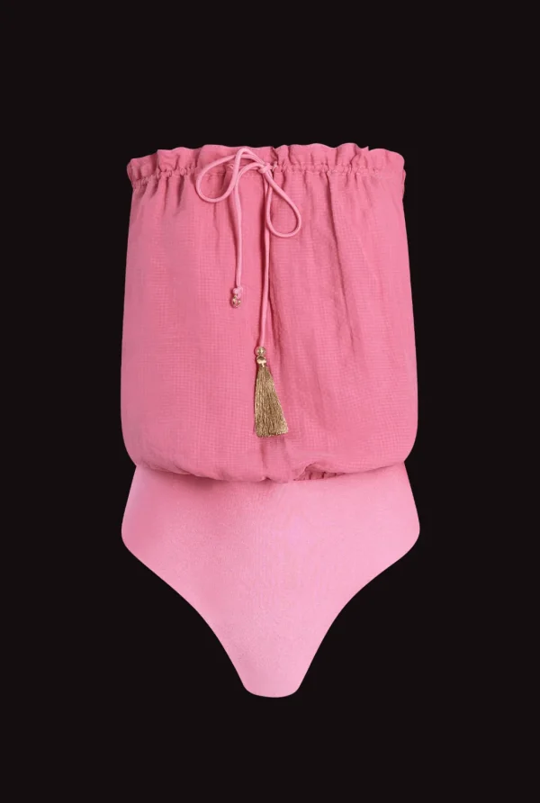 HANNE BLOCH BUBBLEGUM BANDEAU SILK SWIMSUIT