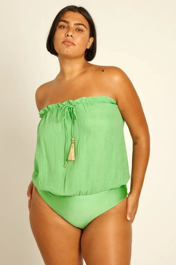 Hanne Bloch Mint Bandeau Silk Swimsuit