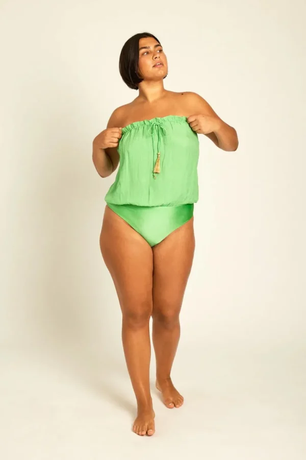 Hanne Bloch Mint Bandeau Silk Swimsuit