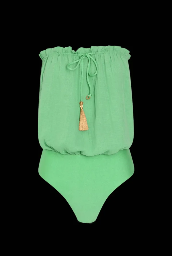 Hanne Bloch Mint Bandeau Silk Swimsuit