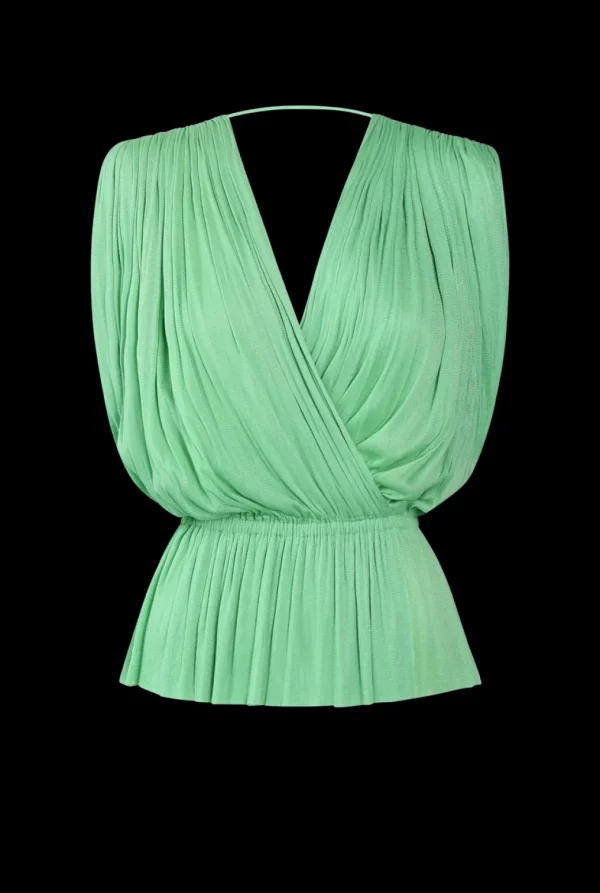 Hanne Bloch Mint Silk Tulle Top Green