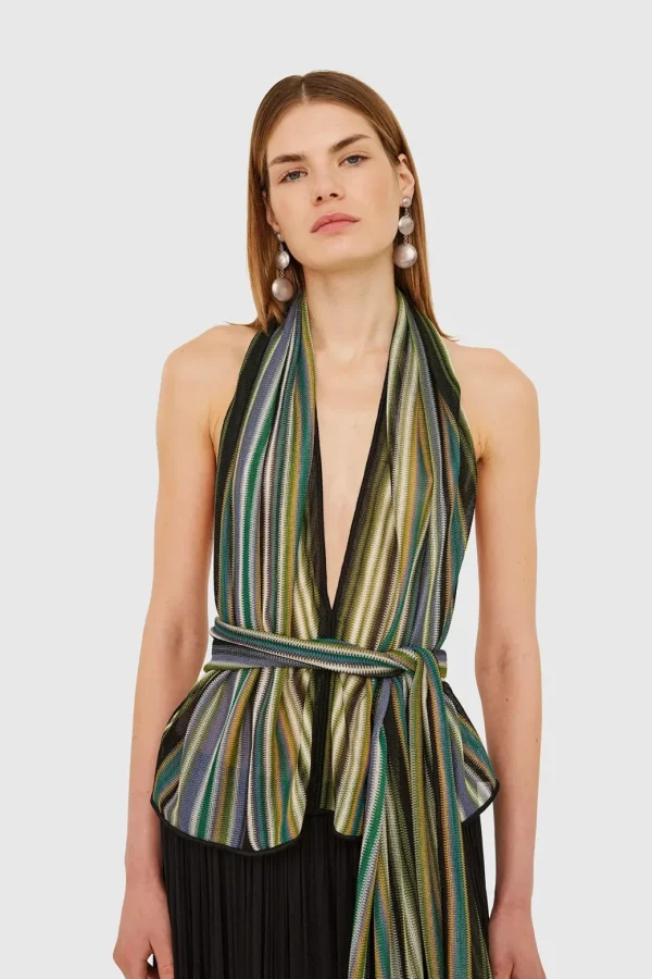 Hanne Bloch Stribe Knit Scarf Top