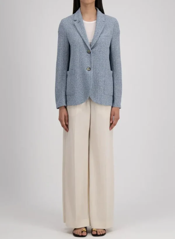 Harris Wharf Stand Up Collar Blazer Bicolour Frisé Denim