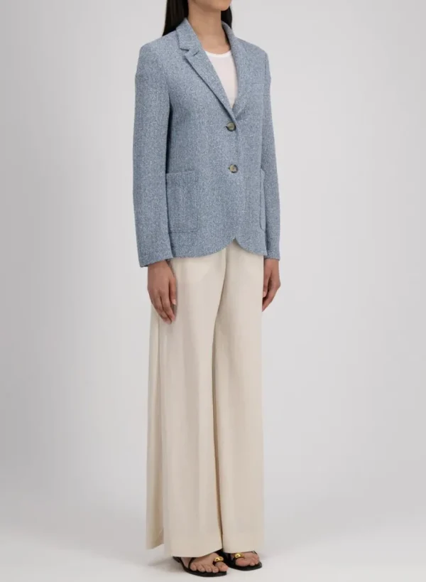 Harris Wharf Stand Up Collar Blazer Bicolour Frisé Denim