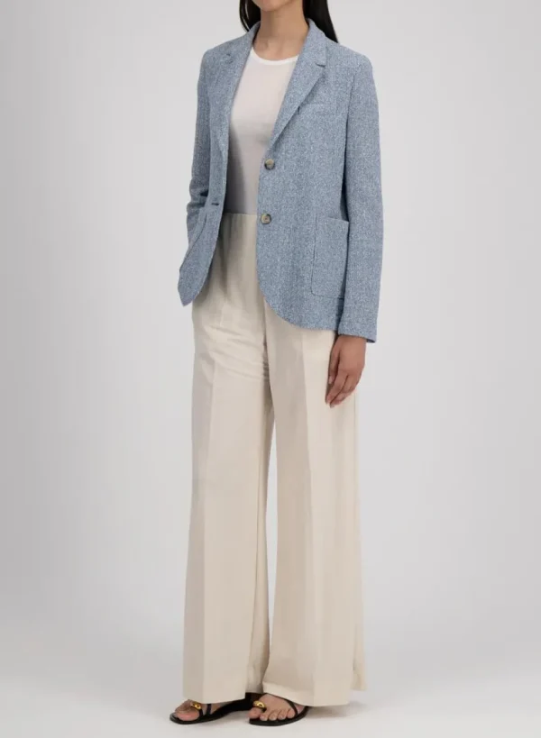 Harris Wharf Stand Up Collar Blazer Bicolour Frisé Denim