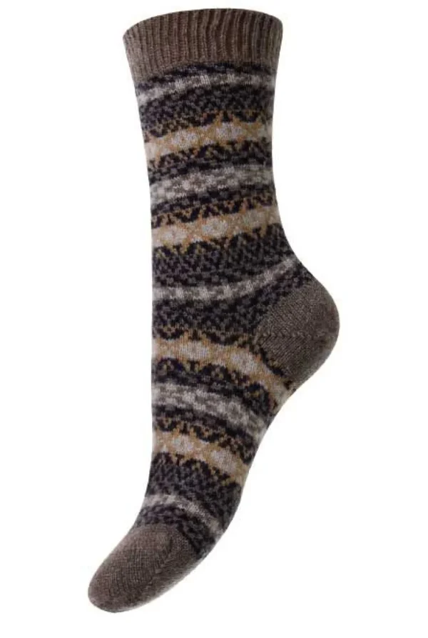 Pantherella Skye Fair Isle Cashmere Socks Mink