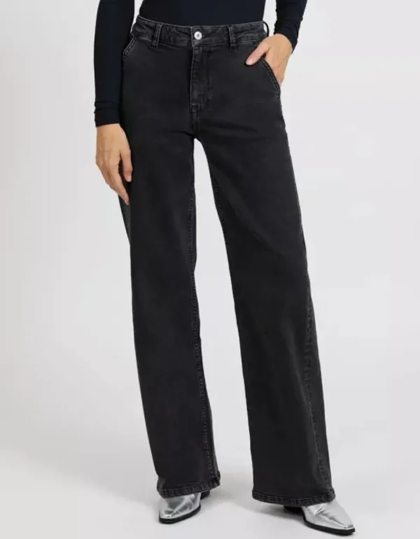 Reiko Wide Denim Pom Black