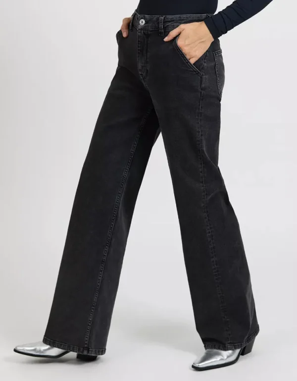 Reiko Wide Denim Pom Black