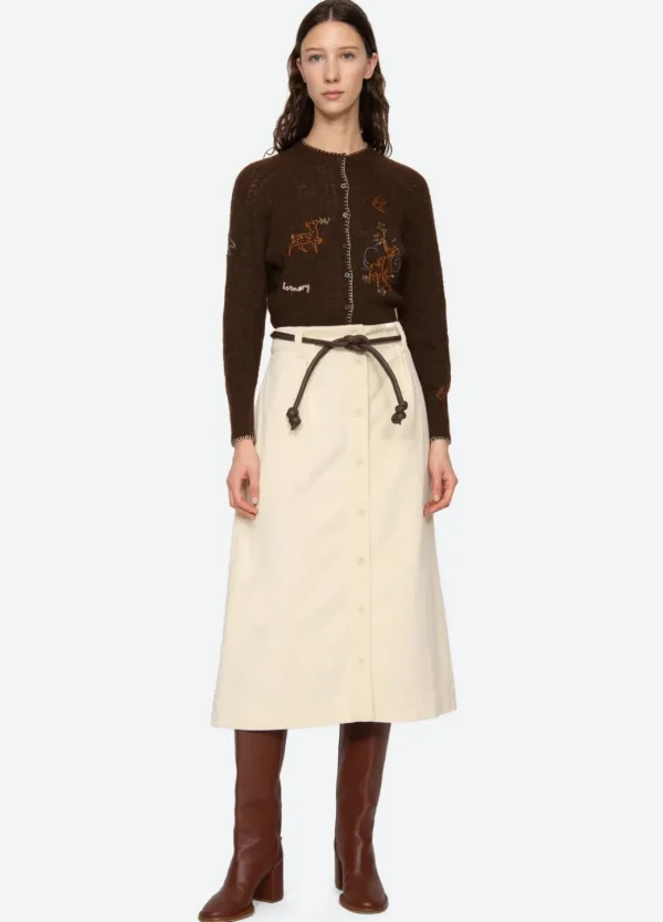 Sea New York Carine Corduroy Button Down Skirt