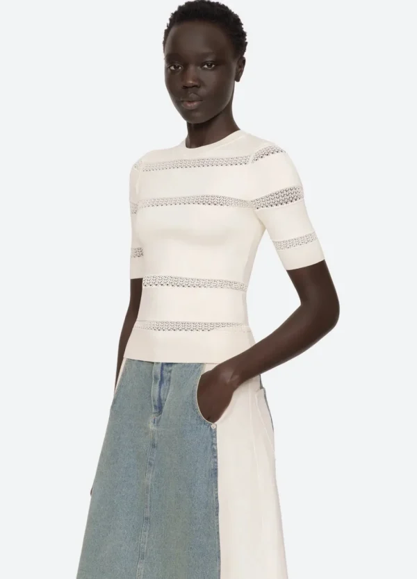 Sea New York Devon Knit Tee Cream