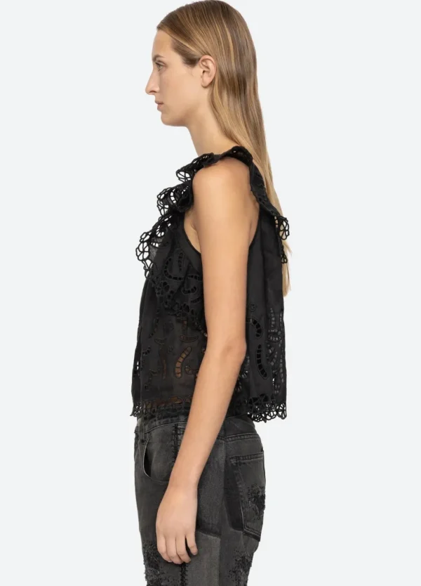 Sea New York Marja Embroidery Flutter Tank Black