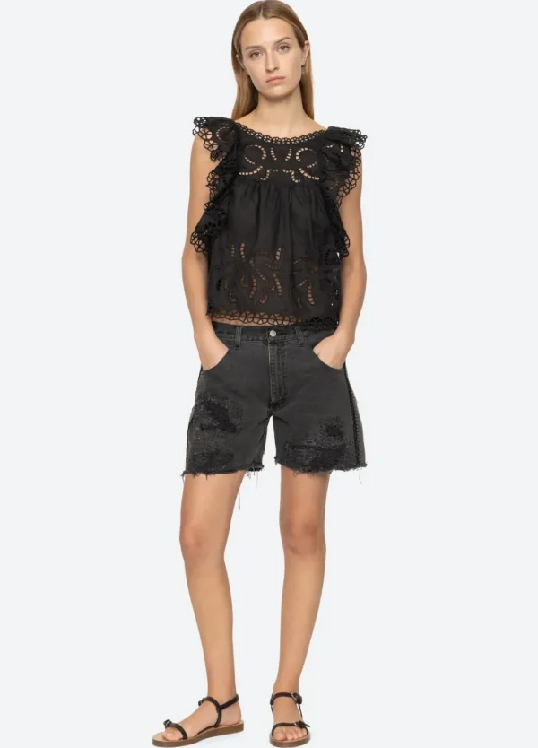 Sea New York Marja Embroidery Flutter Tank Black