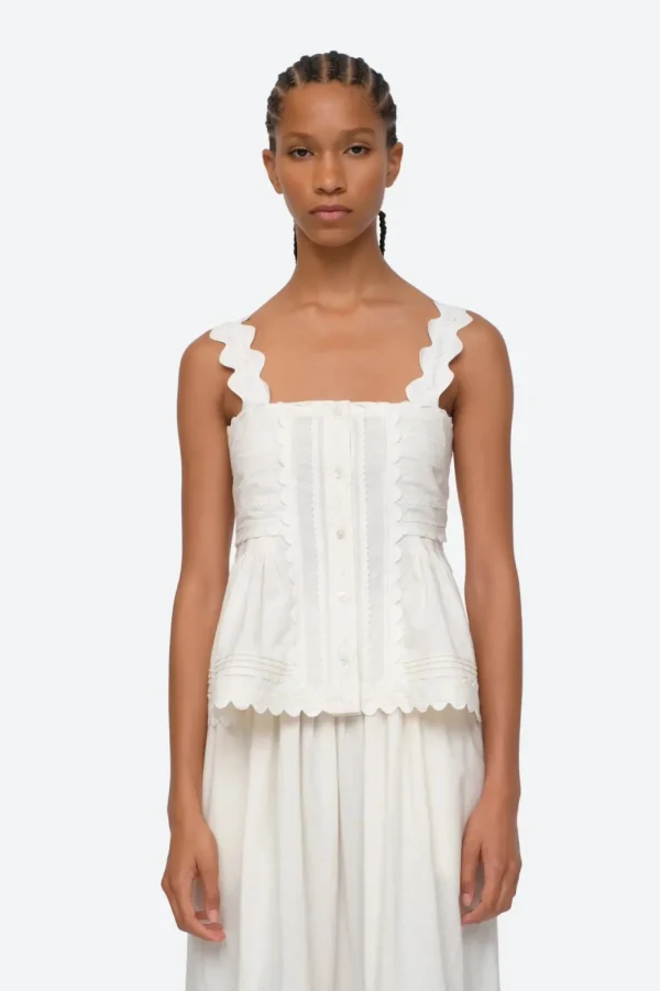 Sea New York Ryleigh Ric Rac Tank Top Cream
